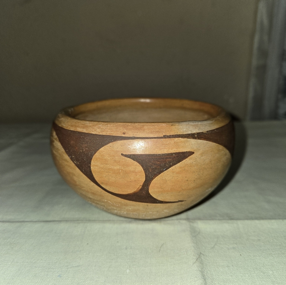 Vintage Handcrafted Signed Brown Ceramic Bowl
